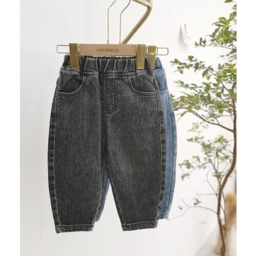 2021 Spring New Kids Trousers Baby Casual Loose Jeans for Girls Boys Korean Solid Light Childrens High Quality Denim Pants