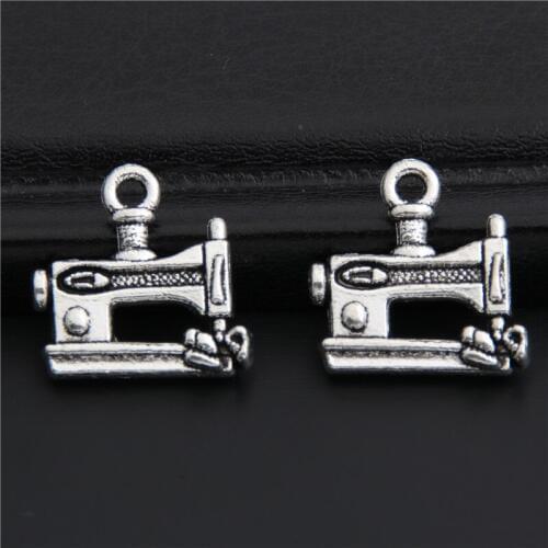 30Pcs Silver Color Little Sewing machine tailor charms Pendant fit for bracelet DIY Jewelry Accessories Making 15x16mm A2992