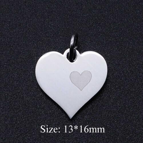 5pcs/lot Dainty Heart Stainless Steel DIY Pendant Charms For Making Jewelry Necklace Bracelet