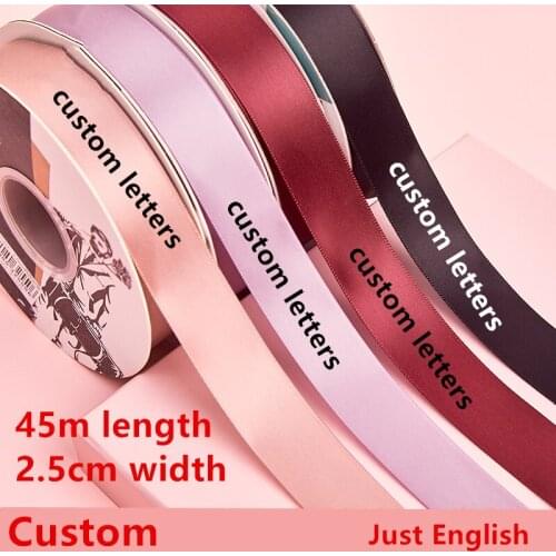 50 yards 2.5cm custom ribbon Gold Silver printed LOGO Fashion Fancy ribbons DIY Gifts Letter Design Wedding Baking Wrapping Rib