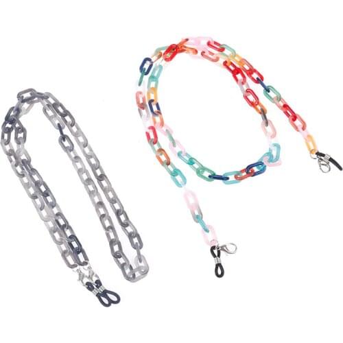 6color Acrylic Mask Chain Women Anti Slip Eyewears Sunglasses Glasses Ribbon Clip Adjustable Mask Holder Rope Neck Strap Lanyard