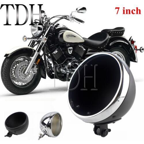 7" Motorcycle Headlight Light Shell Housing Headlamp Light Bucket For Harley Yamaha Honda Shadow Cafe Racer Chopper Bottom Mount