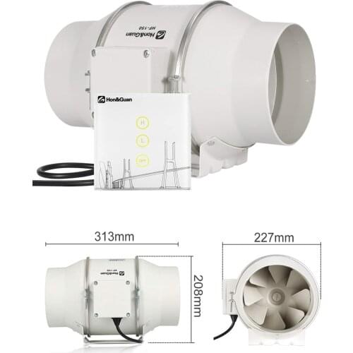 6'' 220V Silent Air Extractor Inline Ducted Fan with Wireless Controller For Bathroom Kitchen Hood Ventilation Ventilator