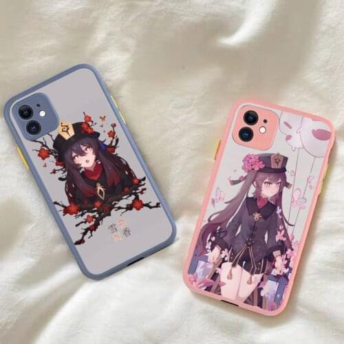 Genshin Impact Hu Tao Phone Case for iPhone X XR XS 7 8 Plus 11 12 pro MAX Translucent Matte Shockproof Case