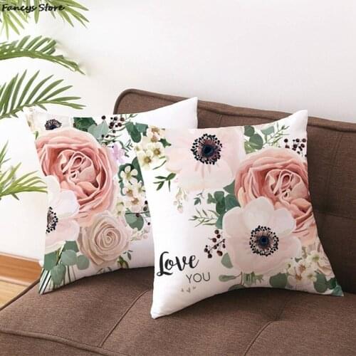 Euro Style Flower Pink Pillowcase Fashion Cute Cartoon Cushion Cover Linen 45*45cm Decor Pillow Case For Sofa Home Pillowcase