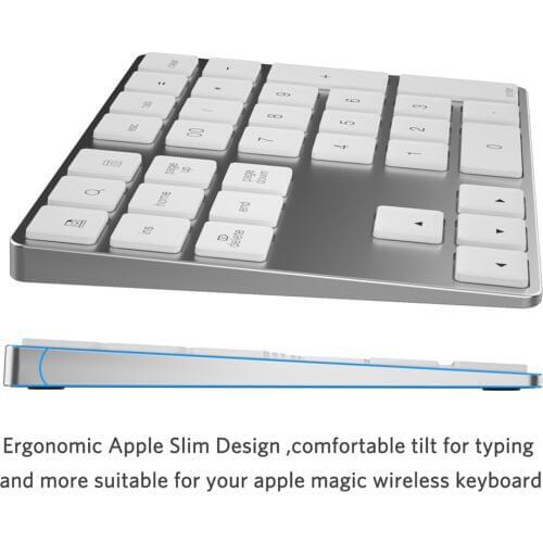 Bluetooth Number Pad Keyboard Numeric Mini 34 Keys Aluminum Alloy for iOS Android EM88