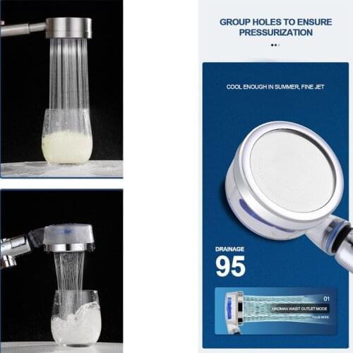 Turbocharge Shower Head Propeller Driven Handheld Filter Shower Head 360 Degrees Rotating Water Saving Shower Head
