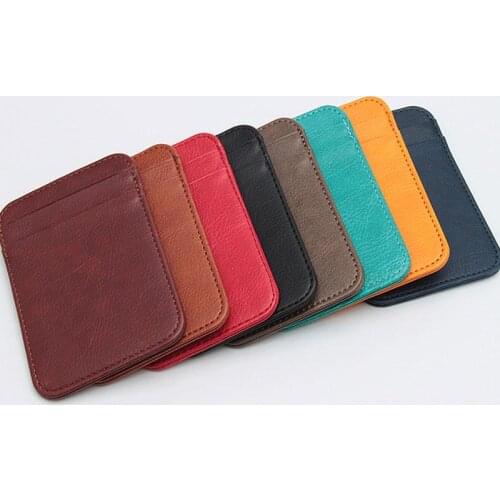 1Pc Pu Leather ID Card Holder Candy Color Bank Credit Card Box Multi Slot Slim Card Case Wallet Women Men Business Card Cover