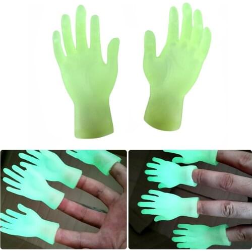 2pcs Cartoon PVC Plastic Mini Novelty Luminous Hand Model Finger Sleeve Puppet Kids Toys Set Artificial Hand Decompression Toys