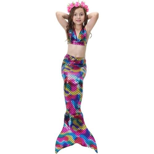 Kids Girls Swimming Mermaid Tail Mermaid Costume Cosplay Children Swimsuit Fantasy Beach Bikini Can Add Monofin Fin Cosplay