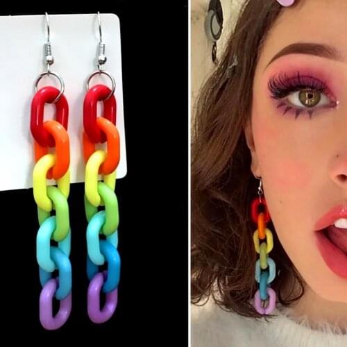 Hot Sales!! Ear Hook Candy Color Creative Acrylic Long Dangle Stylish Ear Pendant for Party