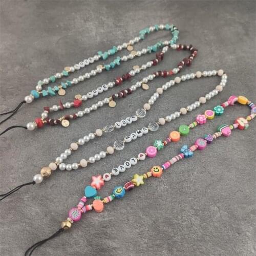 Bohemia Pearl Phone Holder Grip for Xiaomi/Huawei/Samsung Universal Wrist Straps Lanyards for Keys Multi-function