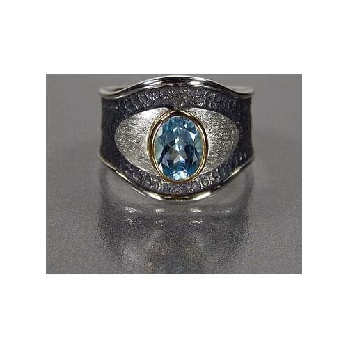 Fashion Vintage Rings for Women Elegant Luxury Black Gun Plating Blue Zircon Jewelry Wedding Engagement Party Ring Birthday Gift