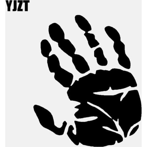 YJZT 10.6CM*12.9CM Bloody Car Sticker Hand Print Vinyl Decal Black/Silver C3-2033