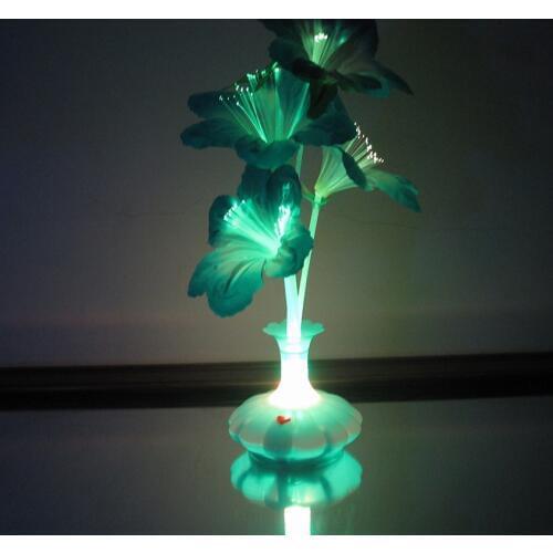 Fiber Optic Light Flower Vase Artificial Floral Arrangement LED Color Changing Fiber Optic Lamp Nightlight for Party Decoration