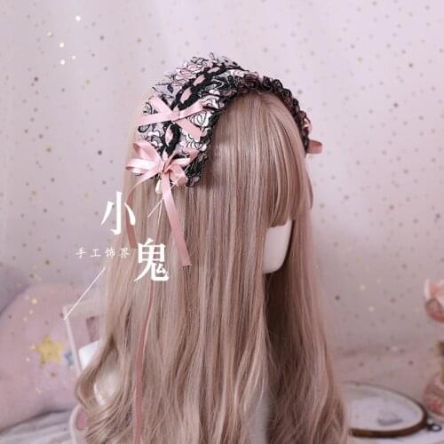 Origional Hand Made Headdress Lolita Small Hair Band Lace Sweet Daily Life Versatile Hair Band Bow KC Headdress