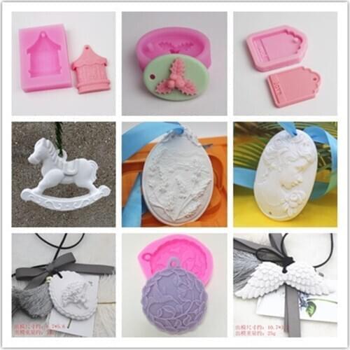 Car Hanging Ornament Plaster Pendant Silicone Molds DIY Aromatic Gypsum Clay Mold