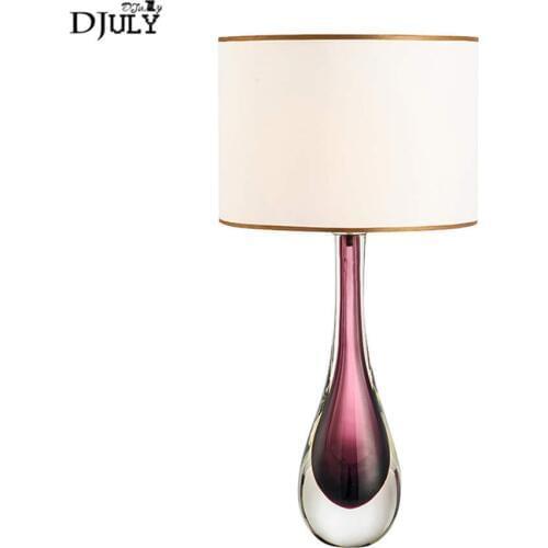 Nordic luxury Purple glass Long neck table lamp for villa bedroom living room home deco desk lamps office led light fixtures