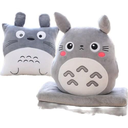 Cute My Neighbor Pillow Blanket 3in1 dual-use hand warm high quality coral velvet blanket special gift fot kids friends