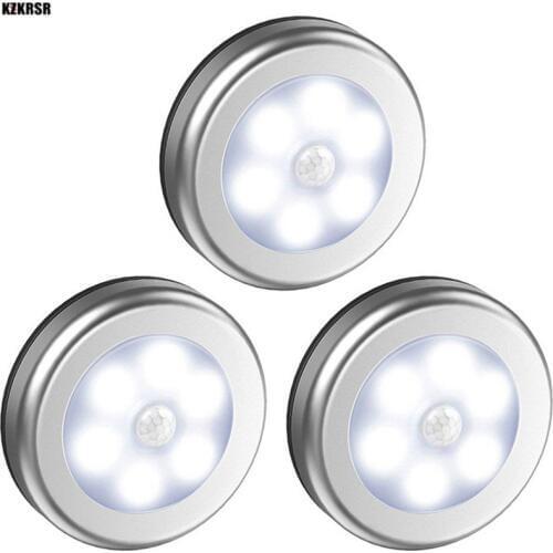 6 Leds Closet Lights PIR Motion Sensor Under Cabinet Lights 3 AAA Battery Powered Wireless Night Lamp Bedroom Wardrobe Lighting
