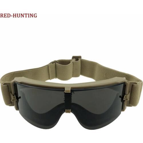 Desert Sand Frame Military Airsoft X800 Tactical Mask Goggles Tactical Glasses Army Paintball Goggles with 3 Lens