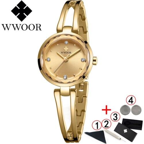 WWOOR Women Watch Famous Luxury Brands Dress Small Dial Ladies Wrist Watches Diamond Gold Watch For Women Montre Femme 2020