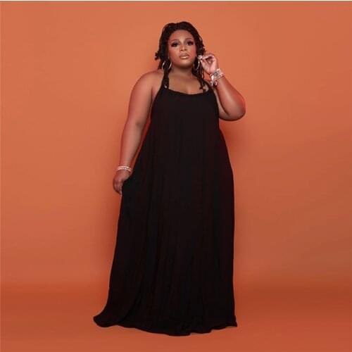 Plus Size Women Dresses 4xl Summer 2021 Wholesale Sexy Elegant Party Halter Loose New Full Length Dress Streetwear Dropshipping