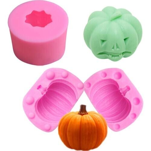 1Pcs Halloween Silicone Pumpkin Soap Mould Fondant Cake Mold Handmade Soap Candle Molds Sugar Chocolate Bakeware Baking Tool