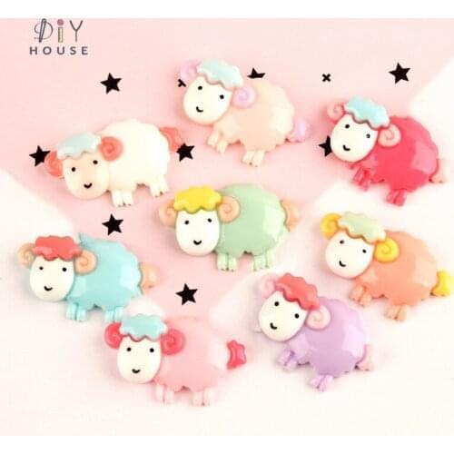 10-50Pcs Cute Sheep Flat Back Planar Resin Arts DIY Craft Supplies Phone Shell Patch Ornament Kids Toy Headwear Hair Accessories