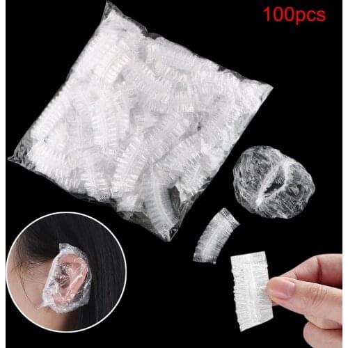 Transparent 100 Pcs/Set Disposable Earmuffs Bathroom Products Ear Protection Waterproof Salon Hair Dye Clear Ear Cover