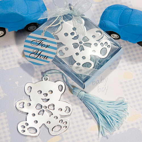 100PCS/LOT Blue Teddy Bear Bookmark +baby shower party favors gift+ Fedex or UPS Free shipping