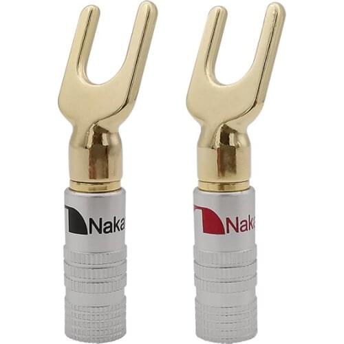 2Pcs Y/U Shape Banana Plug Connector Gold plated Audio Screw Solderless Fork Spade Speaker Banana Connectors