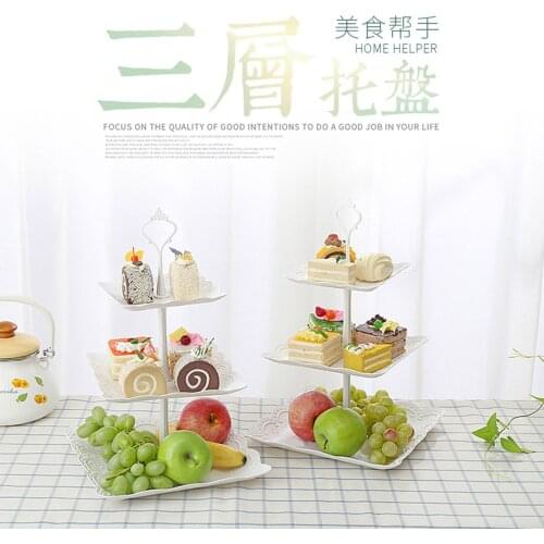 2Tier Plastic Cake Plate Stand Afternoon Tea Wedding Plates Party Tableware Cake Shop Two Layer Cake Rack Not Plates