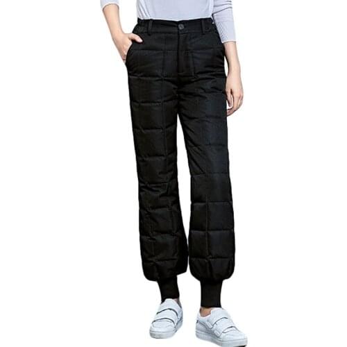 2021 New Fashion Women Winter Down Cotton Trousers Female Bloomers Loose Warm Cotton Trousers High-waisted Long Pants OK998