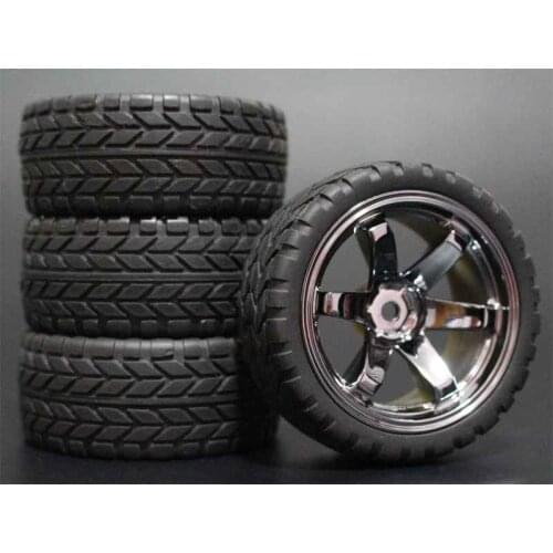 4pcs RC Tyres 1/10 & Plastic Wheels 26mm Foam Insert For On Road Car HSP HPI Replacement Parts 710