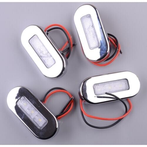 4Pcs Universal Marine Boat White LED Courtesy Lights Stair Deck Garden Lamp Accessories DC 12V for Vehicles Trailer Truck