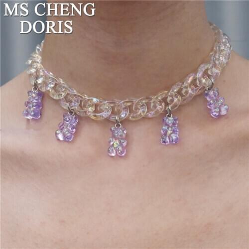 Acrylic Chain Necklace Bohemian Summer Plastic Clear Chain Collar Necklaces & Pendants Women Jewelry Drop Shipping