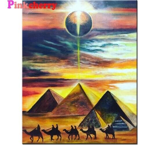 DIY photo custom diamond mosaic Egyptian pyramids,camel,Planet 5D embroidery painting full drill square round cross stitch decor