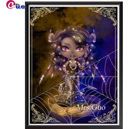 Diamond Painting Full Square/Round 5d Spider Web Cute Pretty Girl Boy Diamond Embroidery Cartoon Cross Stitch Mosaic Kids Gift