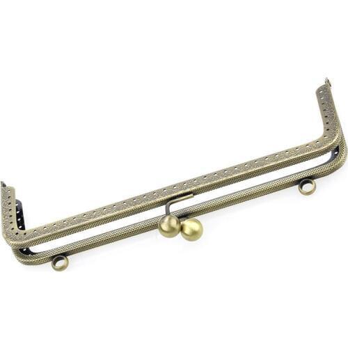 Antique Bronze Tone Coins Purse Rectangle Frame Kiss Clasp Lock Handbag Handle 20x8cm