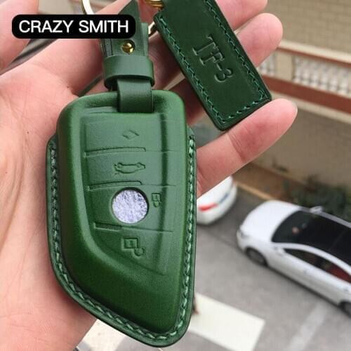 Crazy Smith Free Customized Handmade Leather Label Pendant For Car Key Fob 100% Genuine Leather Can Imprint Name Letters Numbers