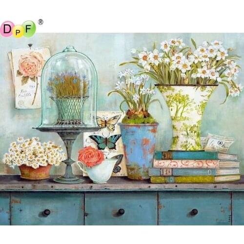 DPF 5D Round/Square full Diamond Painting Cross Stitch Flower stand Crafts Diamond Embroidery Mosaic Needlework kits Home Decor