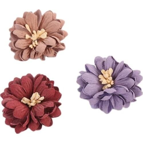 10pcs/4CM Artificial chrysanthemum flower head For Wedding Home Decor Handmade Flores Cloth Hat Accessories Craft Flower
