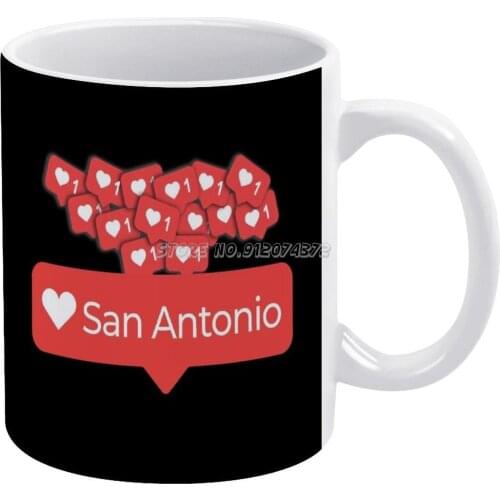 Love My San Antonio Texas Hearts Coffee Mugs Ceramic Personalized Mugs 11 Oz White Mug Tea Milk Cup Drinkware Travel Mug I Love