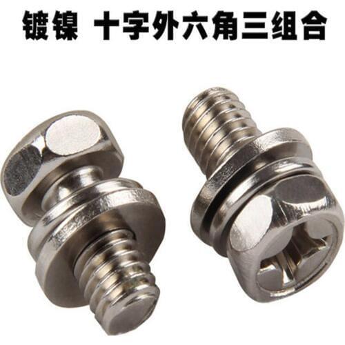 M3 Screw Kit Screws Set Cross Recessed Hexagon Bolt With Indetation Single Coil Lock Washer And Plain Washer Assemblies GB/T9074