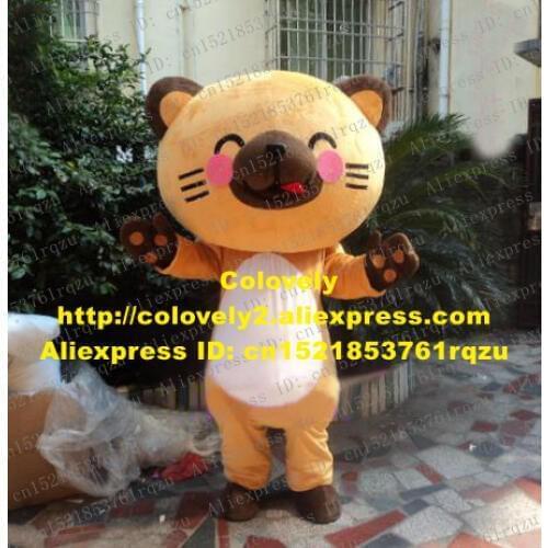 Ardent Oranhe Cat Kitten Bear Mascot Costume Cartoon Character Mascotte Adult White Belly Show Tongue Short Legs No.9628 Free Sh