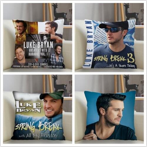 Musife Custom Luke Bryan Pillowcase Home Decoration 45*45cm Zipper Square Pillowcase Throw Pillow Cover Drop Shipping