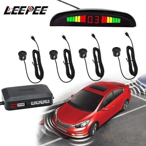LEEPEE Car Auto Parktronic LED Parking Sensor Parking Radar Reverse Backup Monitor Detector System Kits with 4 Sensors