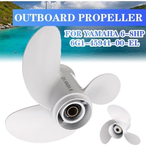 8 1/2 x 8 1/2 Boat Outboard Propeller For Yamaha 6-8HP 6G1-45941-00-EL 3 Blade 7 Spline Tooth Marine Propellers Aluminum Alloy