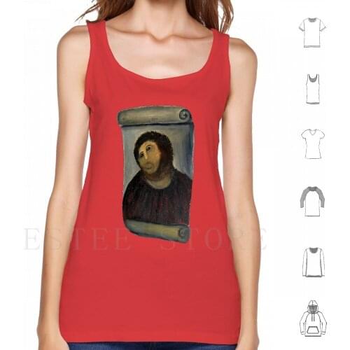 Potato Jesus Tank Tops Vest Sleeveless Potato Jesus Badly Painted Jesus Fresco Jesus Art Restoration Meme Art Meme Ecce Homo